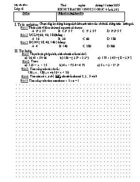 Kiểm tra chương 1 Số học 6 (tiết 39)